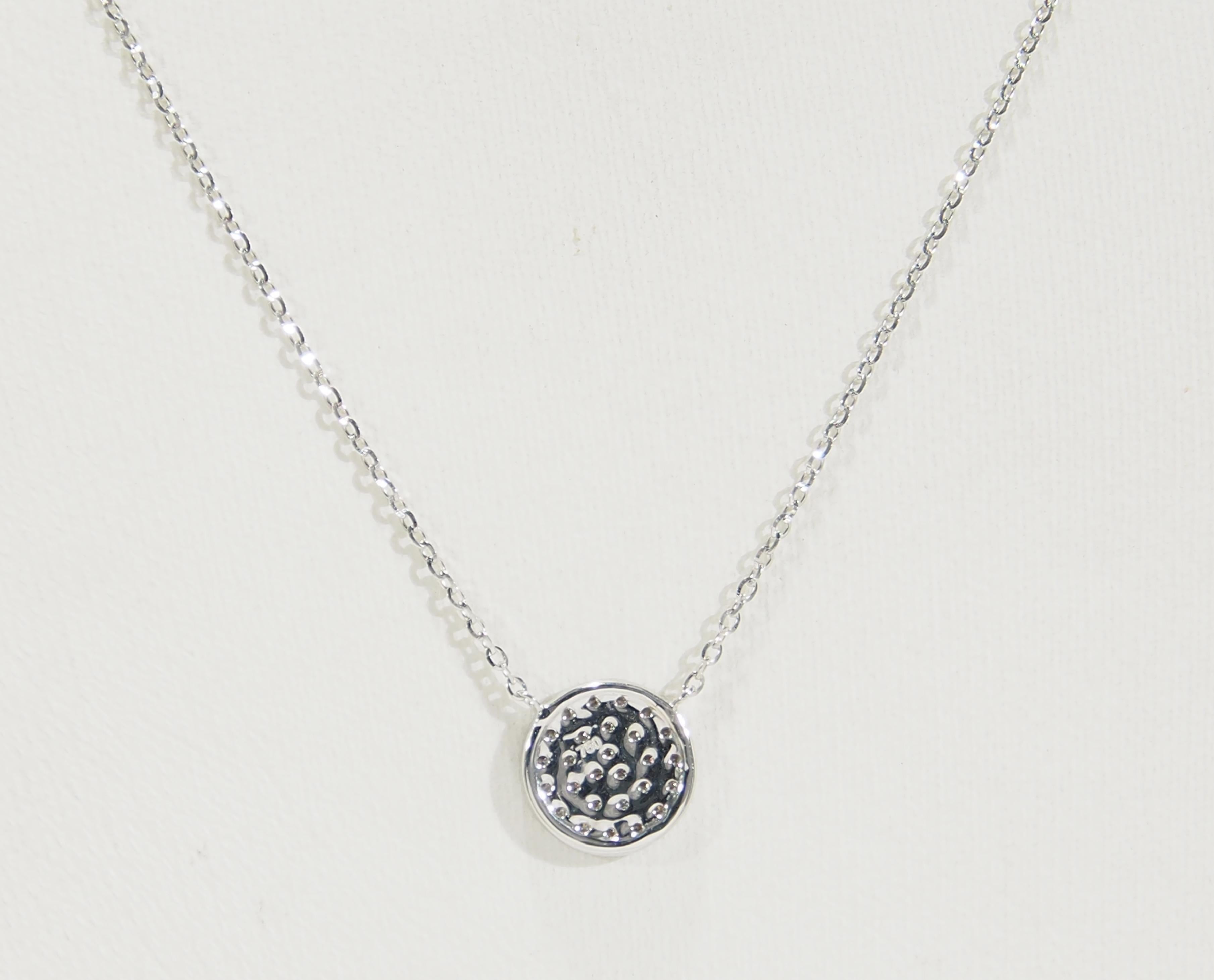 Modern 18 Karat Diamond Circle Cluster Pendant Necklace White Gold