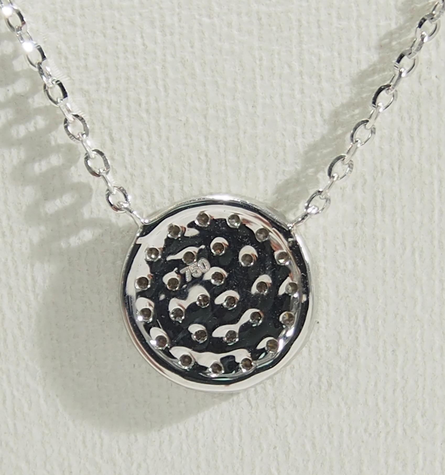 Women's or Men's 18 Karat Diamond Circle Cluster Pendant Necklace White Gold