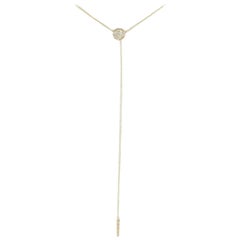 18 Karat Diamond Cluster Necklace Tassel Yellow Gold 0.11 Carat