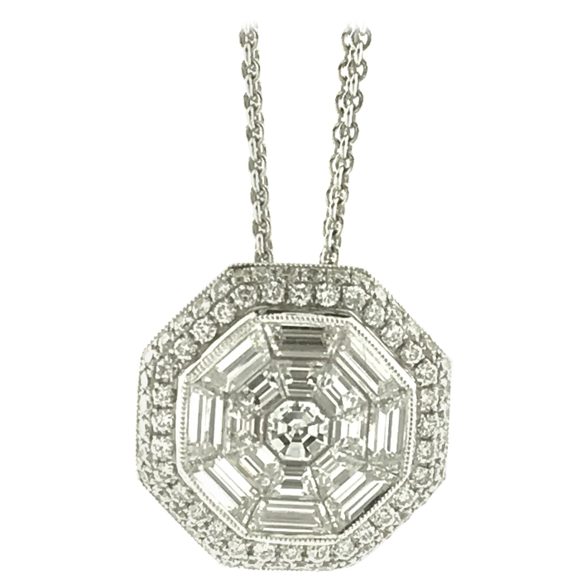 18 Karat Diamond Cluster Pendant For Sale