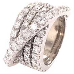 18 Karat Diamond Crossover Band White Gold 18 Karat Diamond Crossover Band White Gold