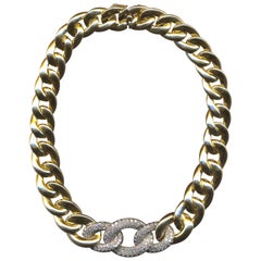 18 Karat Diamond "Cuban Link" Tapered Necklace