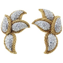 18 Karat Diamond Day and Night Earrings