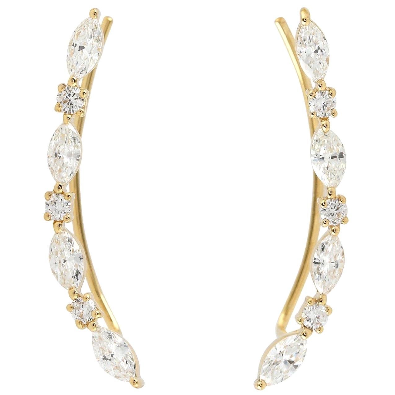 Boucles d'oreilles pendantes en diamants 18 carats