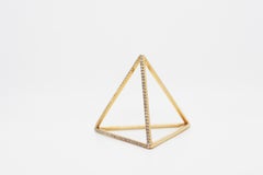 18 Karat Diamond Face Tetrahedron Pyramid Ring