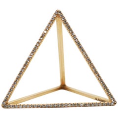 18 Karat Diamond Face Tetrahedron Pyramid Ring