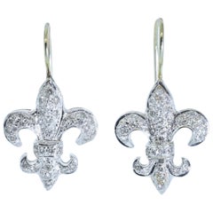 18 Karat Diamond Fleur de Lis Earrings