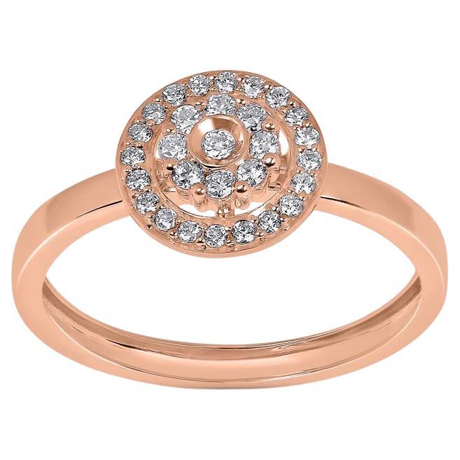 18 Karat Diamond Flower Pink Gold Ring with Vs-Gh Diamonds