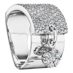 18 Karat Diamond Flower White Gold Ring with Vs Gh Diamonds