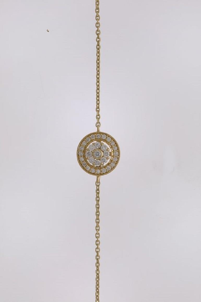 Contemporary 18 Karat Diamond Flower Yellow Gold Bracelet/Bangle with Vs Gh Diamonds For Sale