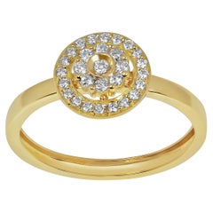 18 Karat Diamond Flower Yellow Gold Ring with Vs Gh Diamonds