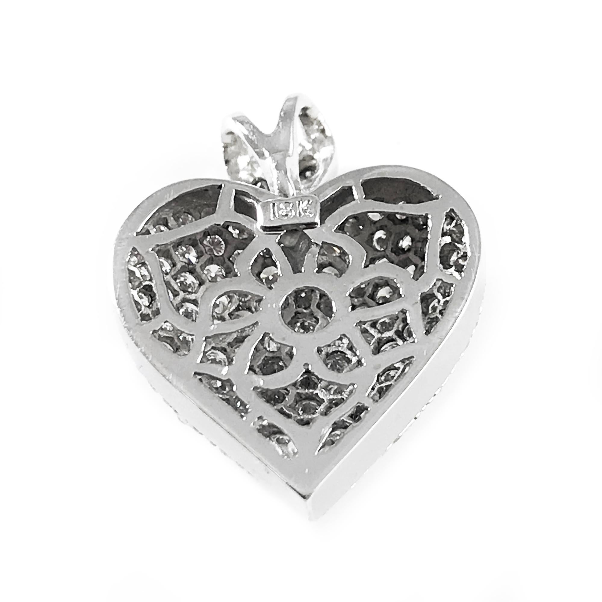 Women's or Men's 18 Karat Diamond Heart Pendant For Sale