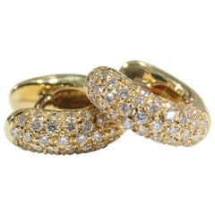 18 Karat Diamond Hoop Earrings Yellow Gold 0.70 Carat