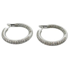 Vintage 18 Karat Diamond Hoop Pave
 Earrings 3.34 Carat