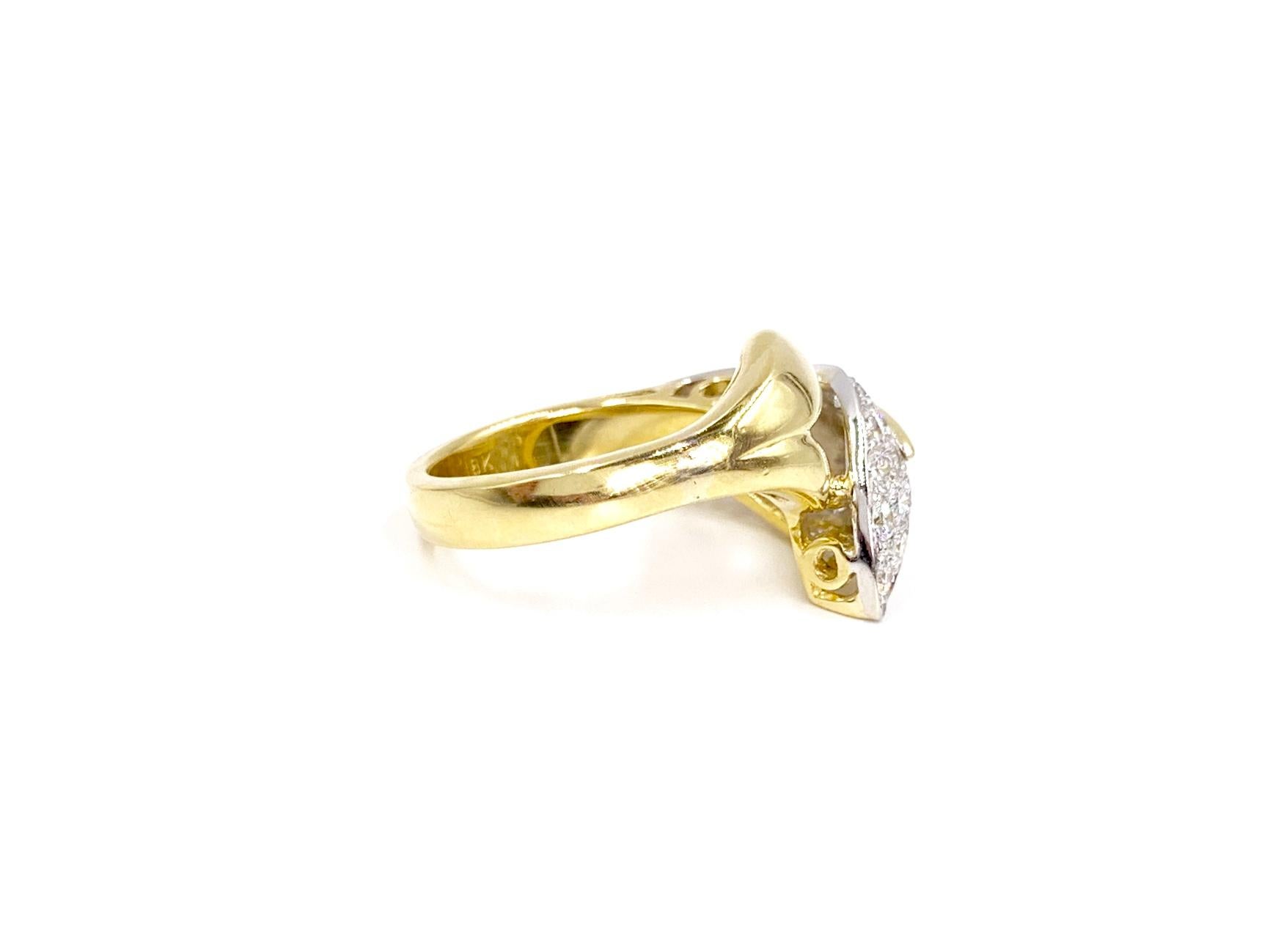Contemporary 18 Karat Diamond Leaf Ring For Sale