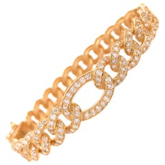 18 Karat Diamond Link Bangle Bracelet Yellow Gold