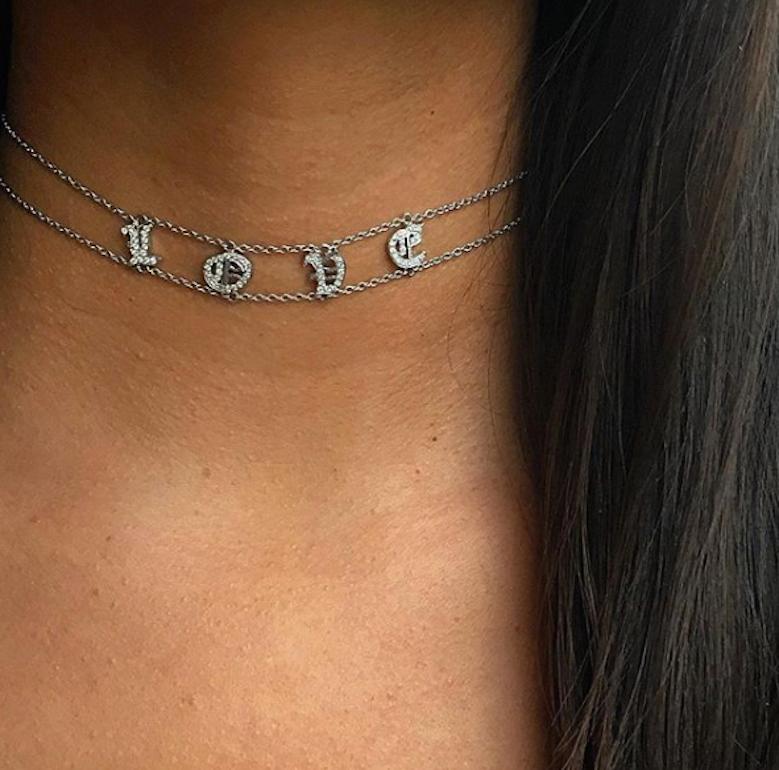 Contemporary 18 Karat Diamond Love Choker Necklace