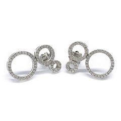 18K White Gold Diamond Multi-Circle Drop Earrings, 0.55ctw, USA