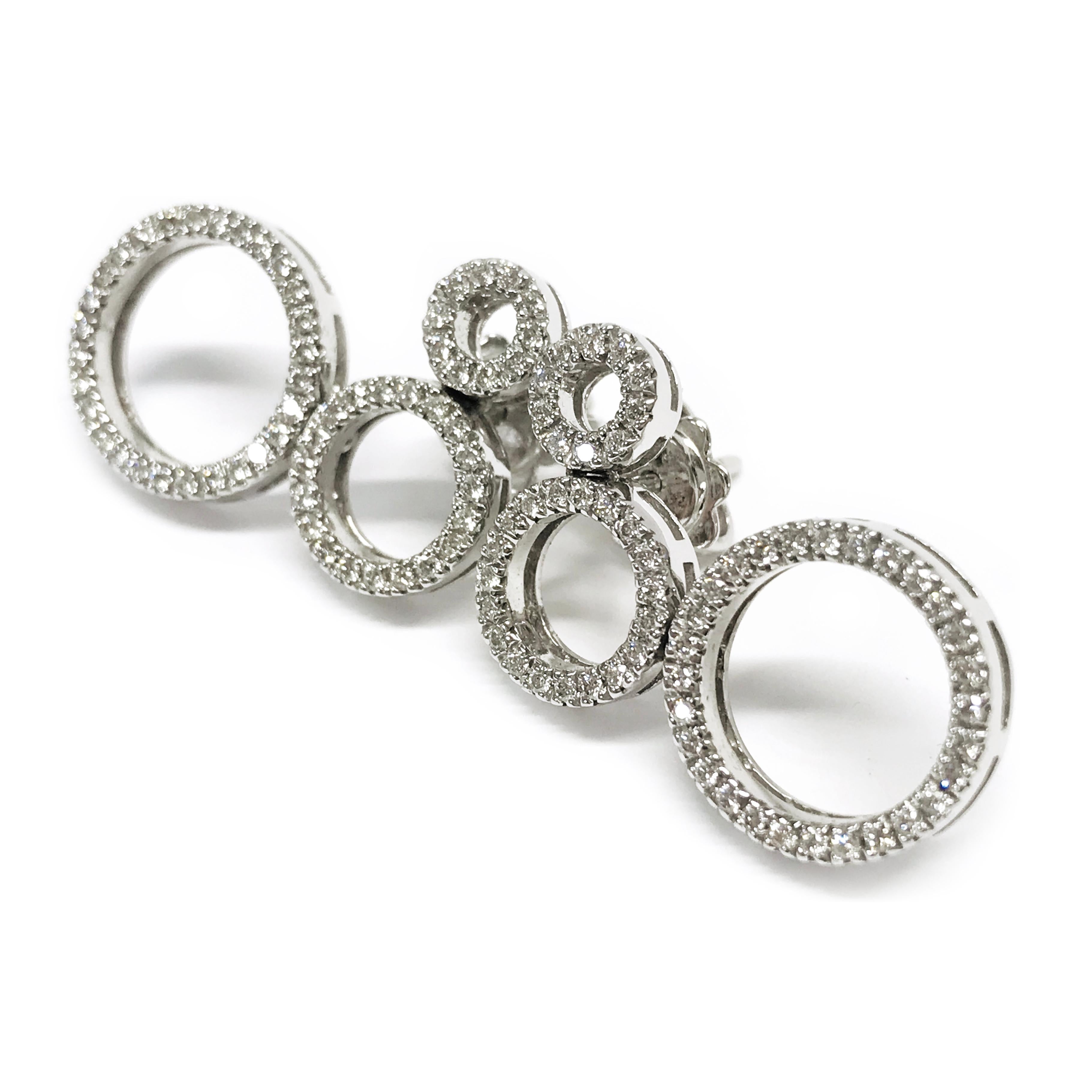 Contemporary 18 Karat Diamond Multi-Circle Earrings For Sale