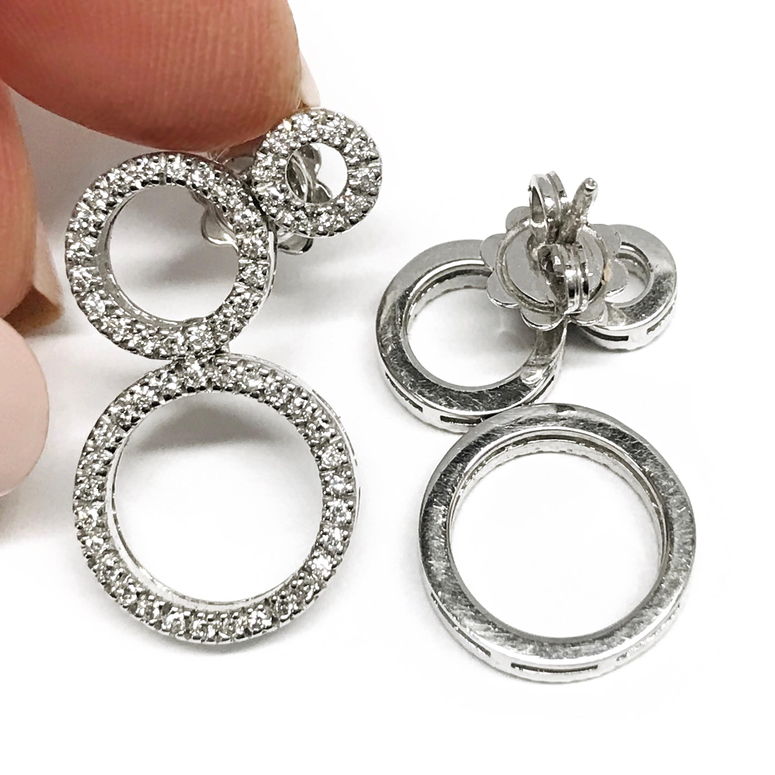 18 Karat Diamond Multi-Circle Earrings For Sale 1