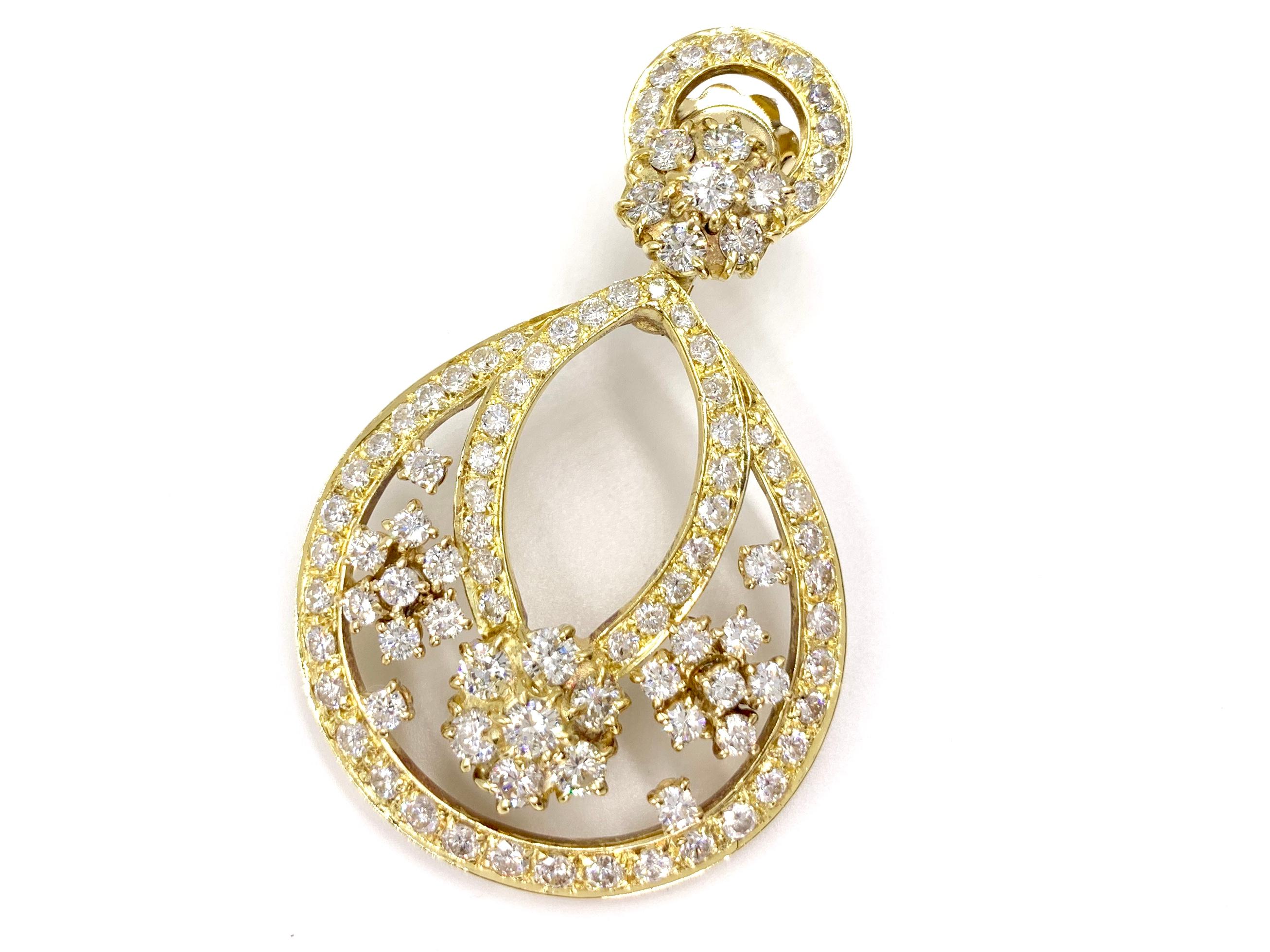 Women's 18 Karat Diamond Open Chandelier Drop Earrings For Sale