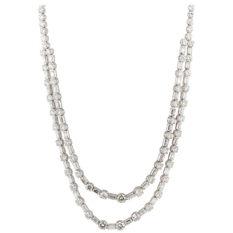 18 Karat Diamond Riviera Necklace For Sale at 1stdibs