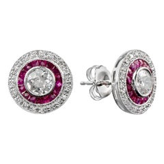 18 Karat Diamond Ruby Stud Earrings