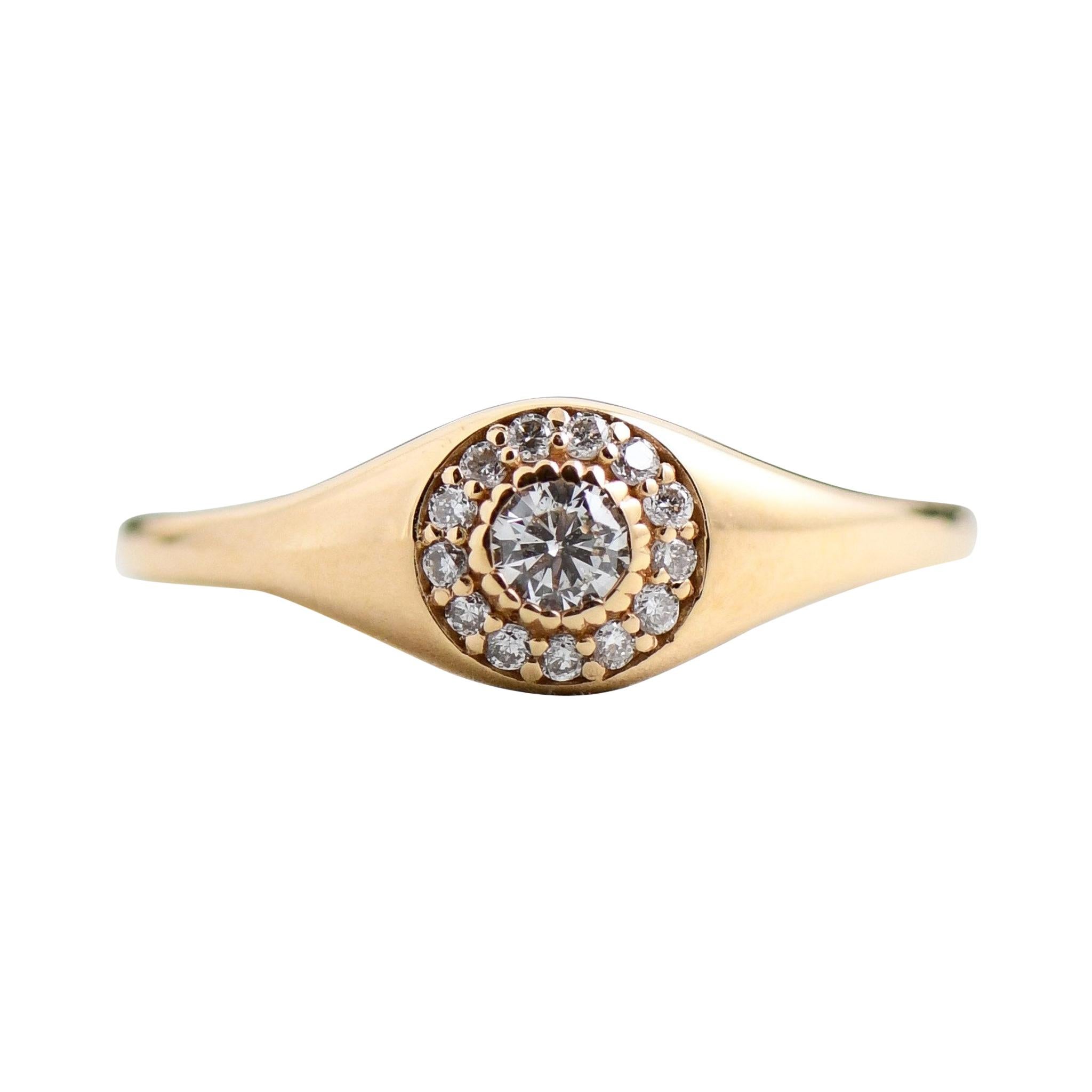18 Karat Diamond Signet Ring, Engagement Ring For Sale