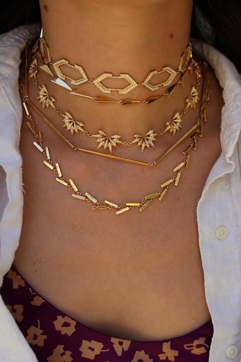 18 Karat Diamond Starburst Choker Necklace For Sale at 1stDibs