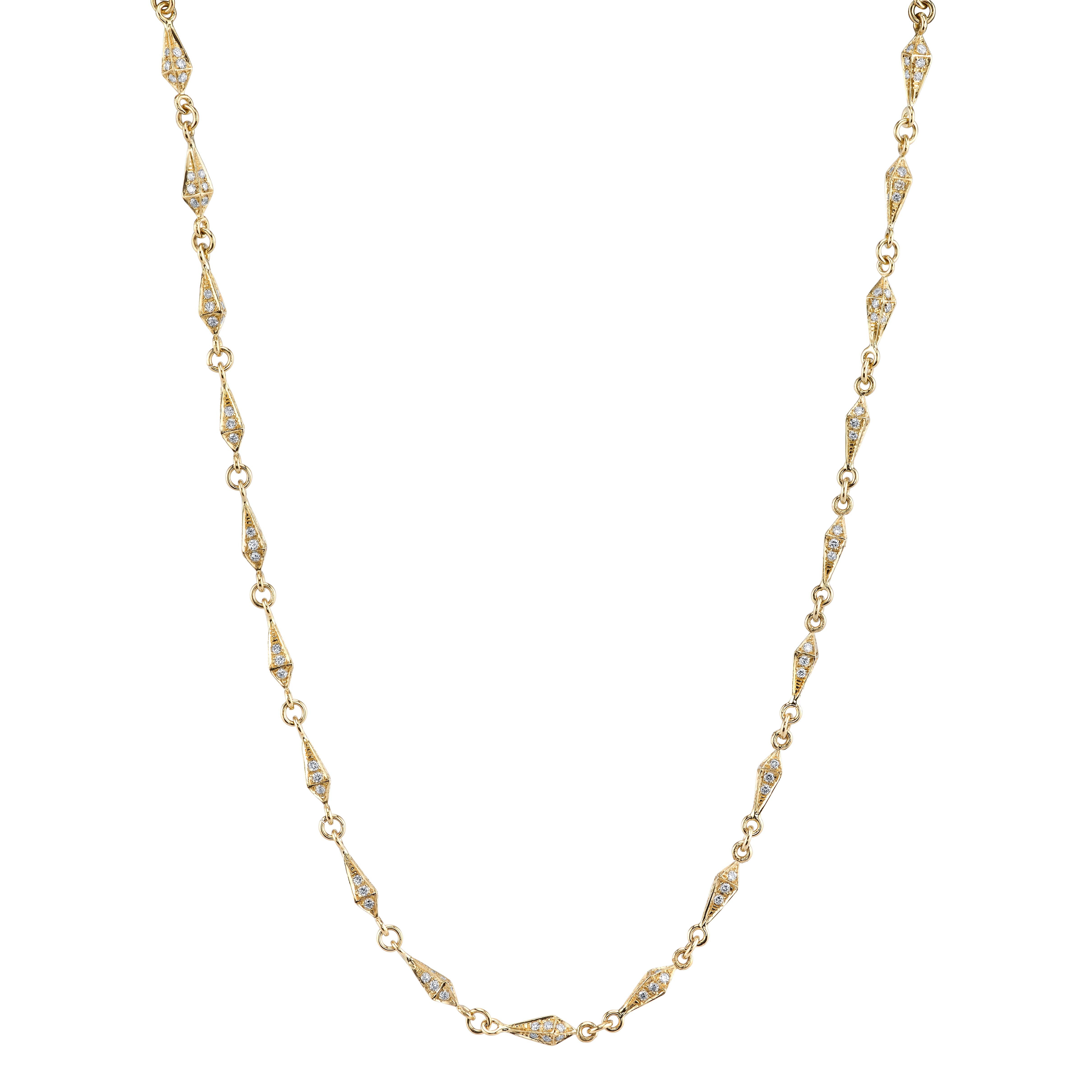 Diamond Stardust Pyramid Choker Necklace 18k Yellow Gold