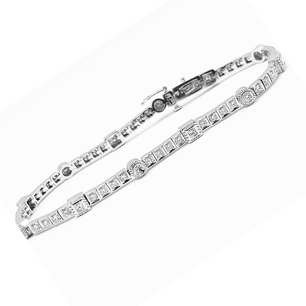Contemporary 18 Karat Diamond Tennis Bracelet .60 Carat