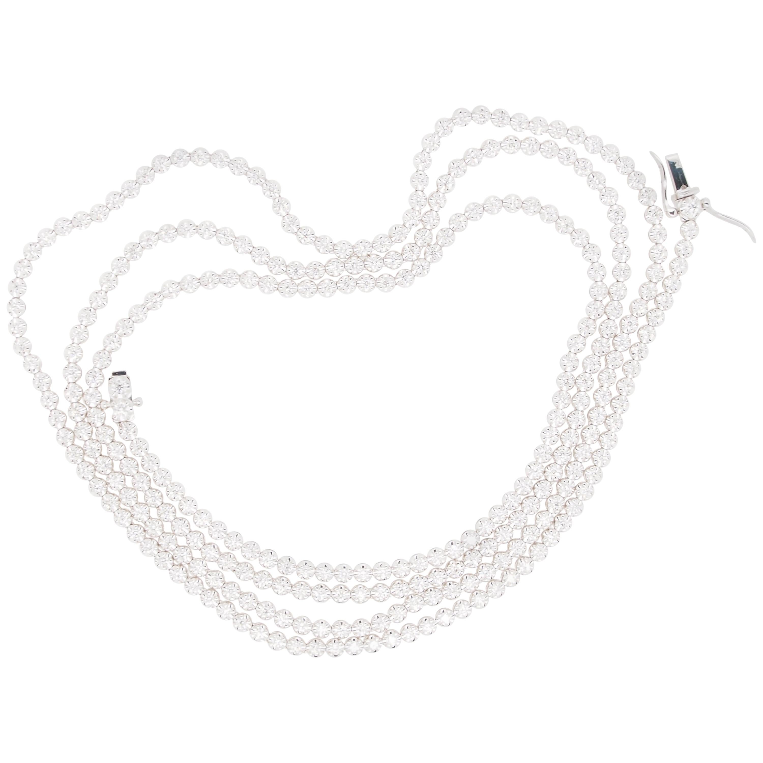 18 Karat Diamond Tennis Necklace White Gold 6.02 Carat For Sale