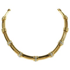 18 Karat Diamond Tiffany & Co Atlas Necklace Choker Yellow Gold Platinum