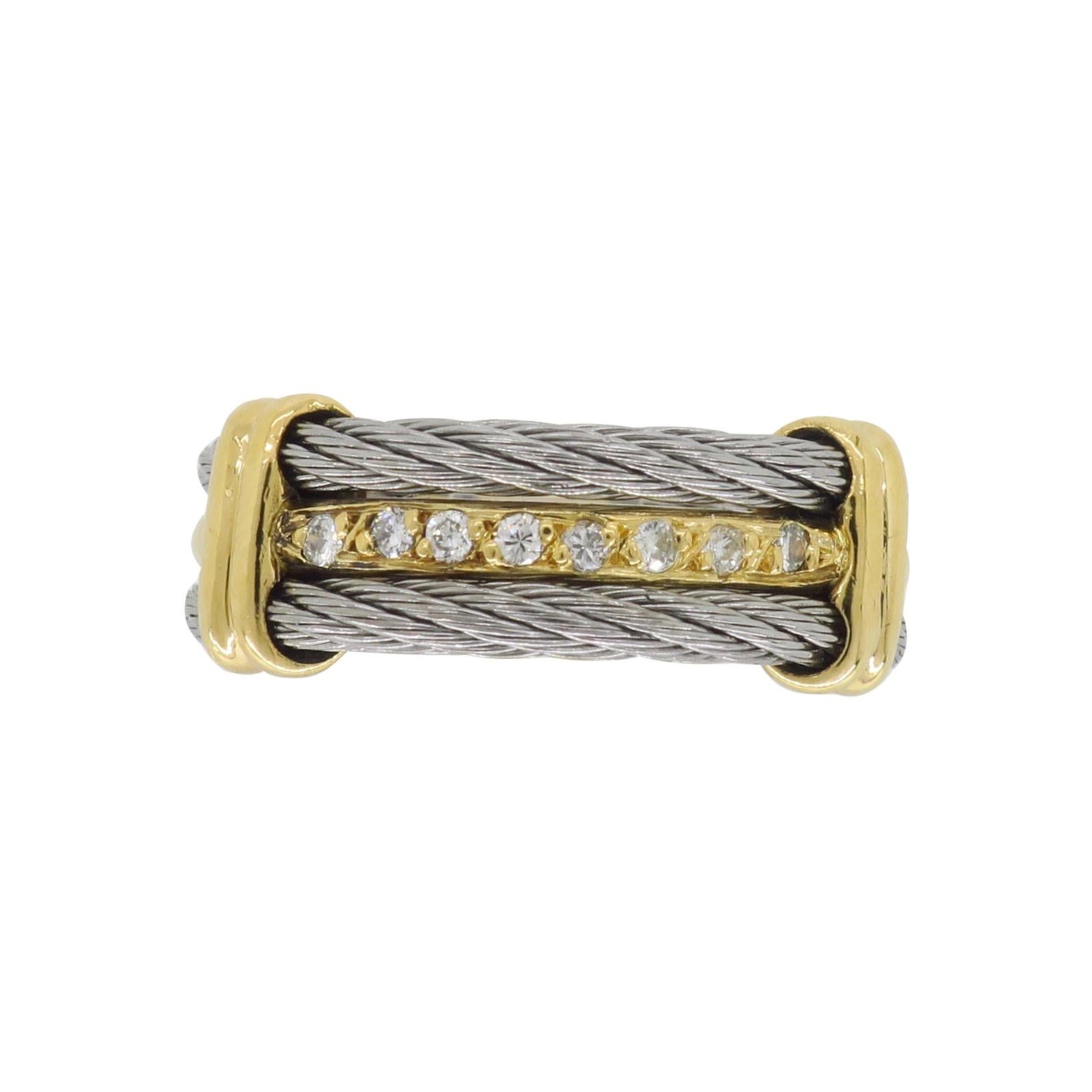 18 Karat Diamond Twisted Rope Ring