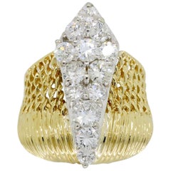 Vintage 18 Karat Diamond Wave Dinner Ring