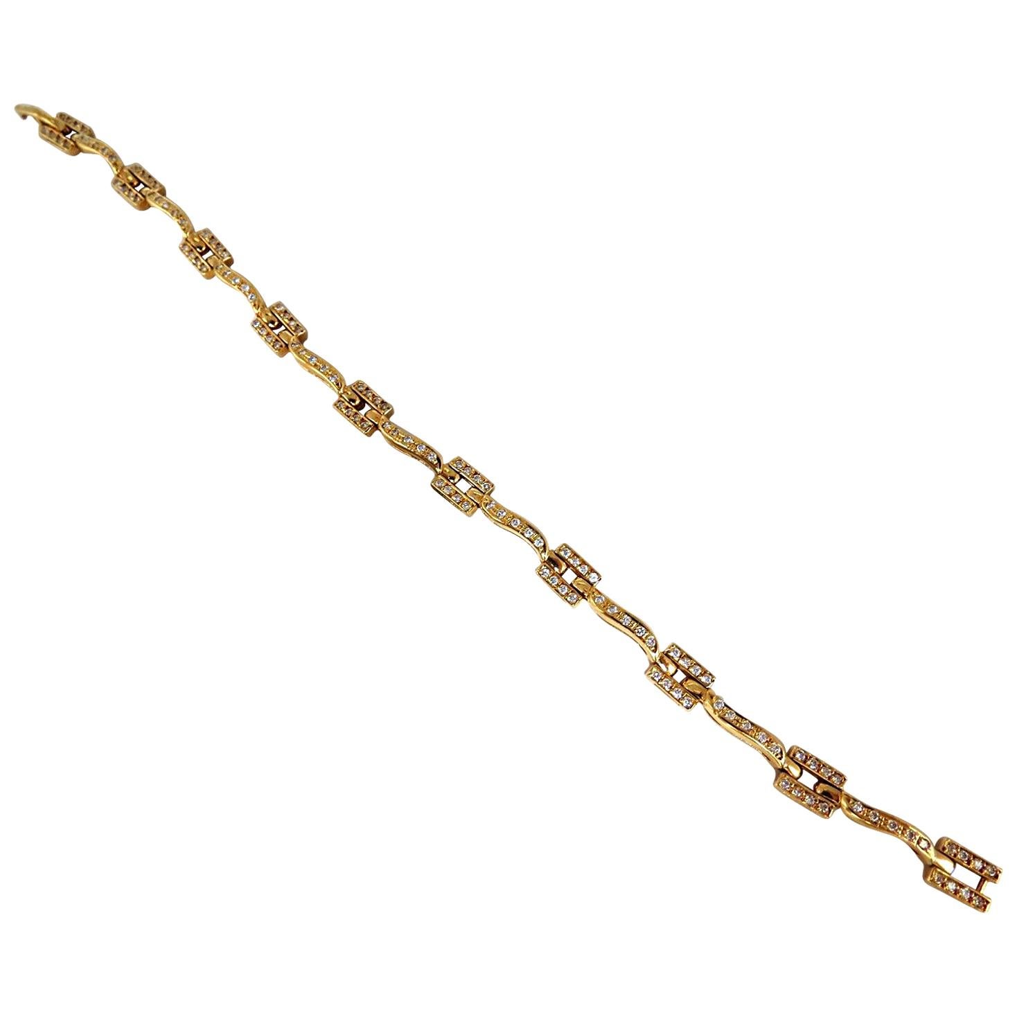 Bracelet vigne en or 18 carats serti de perles et de diamants de 1,30 carat