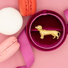 18 karat dog Brooch - solid yellow gold animal - Italian pin - collar brooch