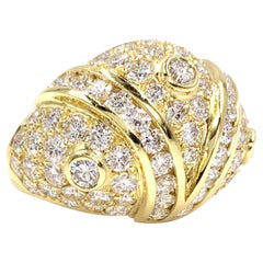 18 Karat Domed Pavé Diamond Large Ring 5.92 Carat Total Weight