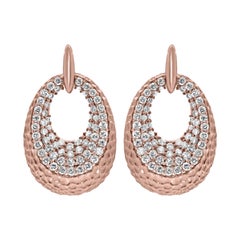 18 Karat Dotted Rose Gold with Pave Set Brilliant Cut Diamonds Earrings