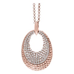 18 Karat Dotted Rose Gold with Pave Set Brilliant Cut Diamonds Necklace Pendant