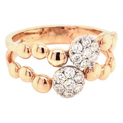 18 Karat Double Flower Rose Gold Ring Made in Italy