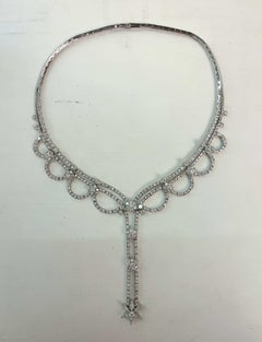 18 Karat Double Stranded White Gold Diamond Necklace