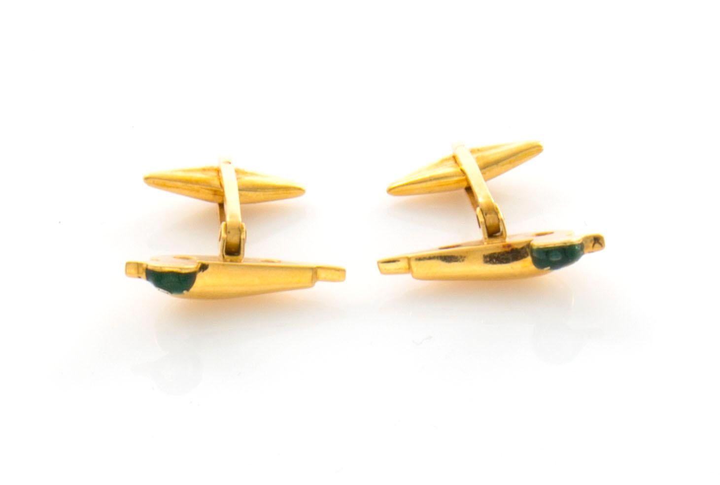 18 Karat Duck Cufflinks with Enamel and Diamond Eyes with Rotatable Whale Backs For Sale 2