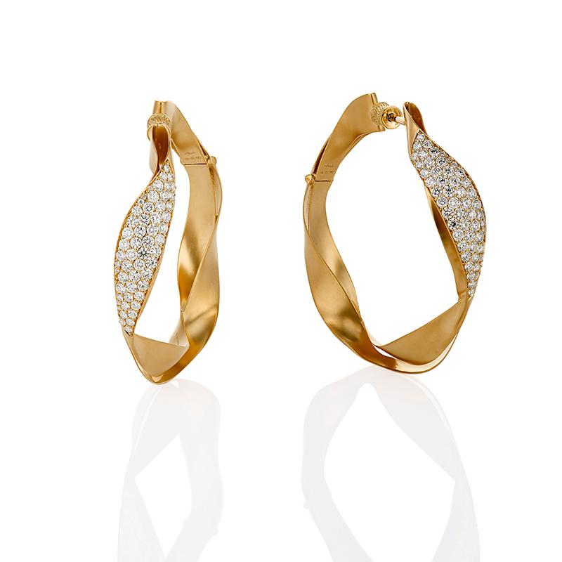 18 Karat Dunas Gelbgold-Ohrring mit Vs-Gh-Diamanten
