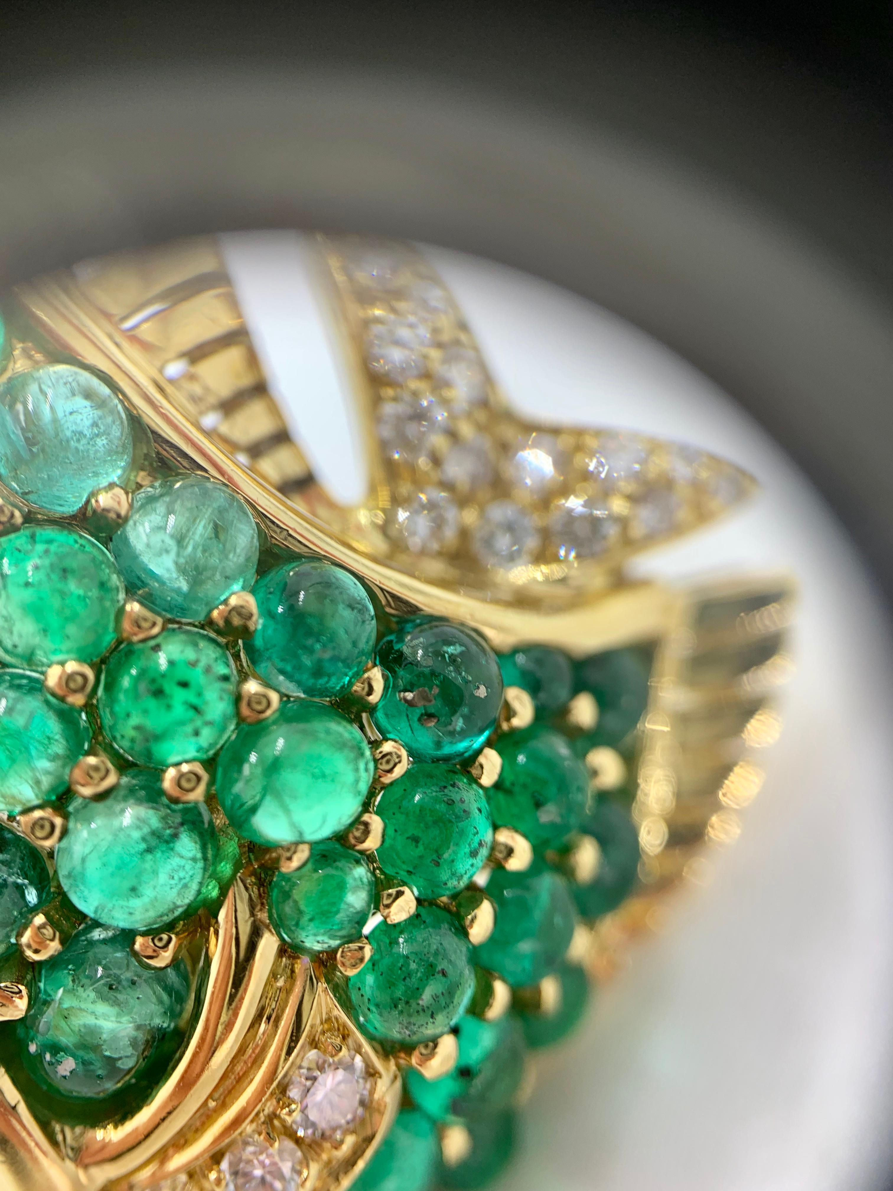 18 Karat Emerald and Diamond Fish Pendant or Brooch For Sale 6