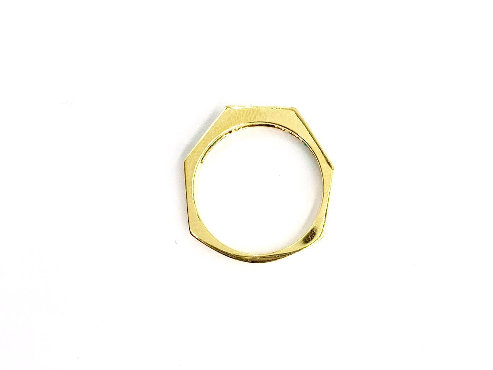 18 Karat Emerald and Diamond Modern Band Ring 2
