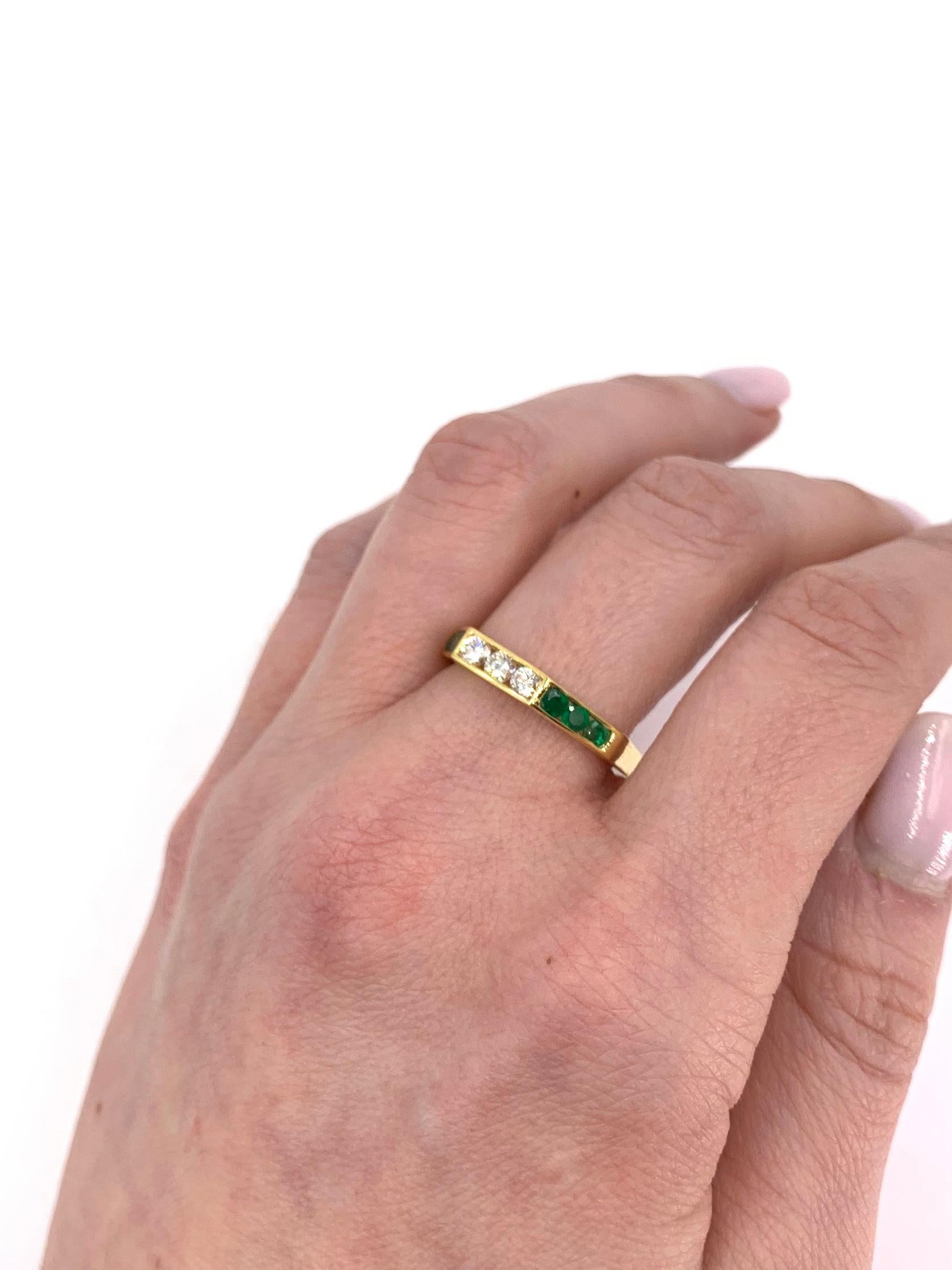 18 Karat Emerald and Diamond Modern Band Ring 4