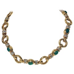 18 Karat Emerald and Diamond Necklace