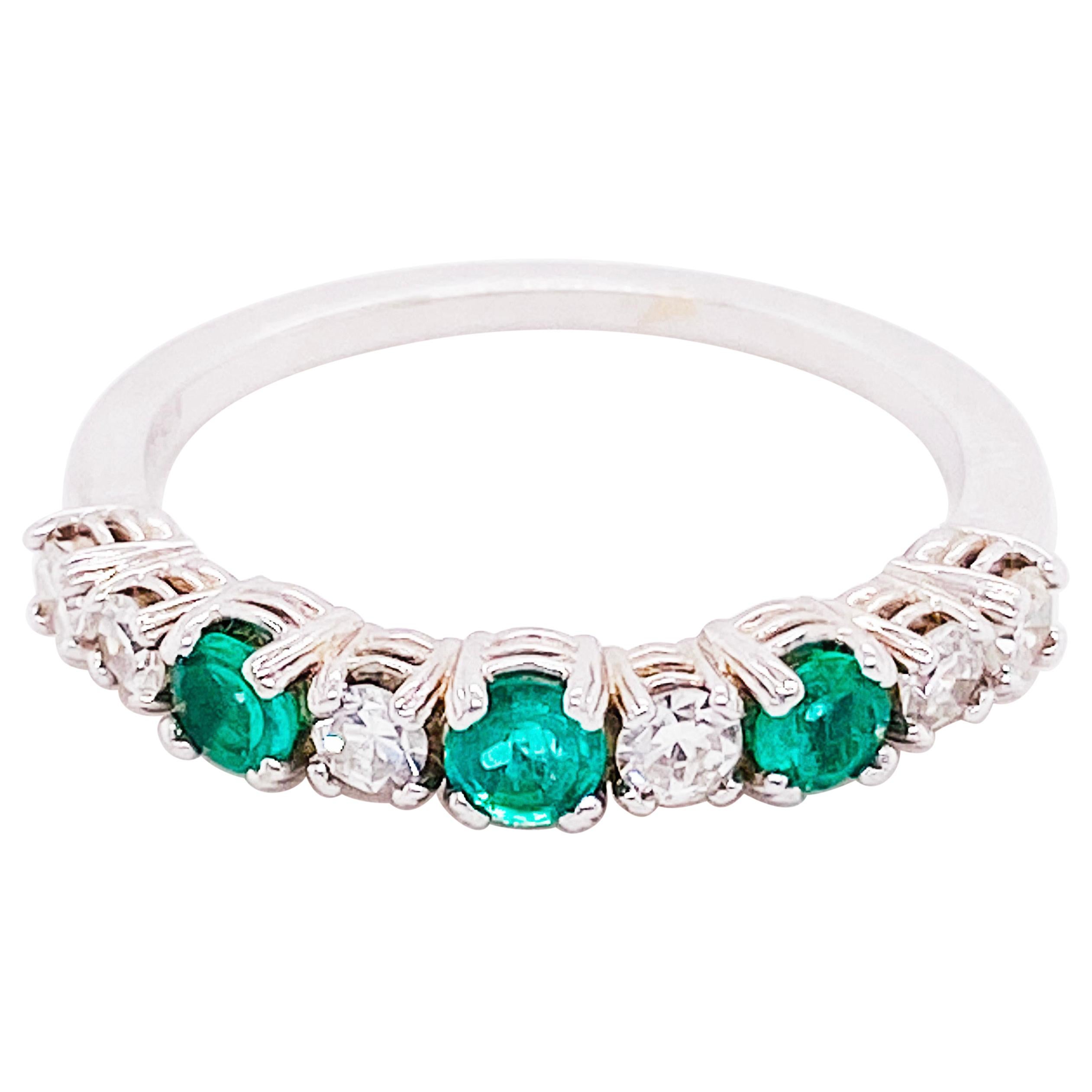 18 Karat Emerald and Diamond Ring .44 Carat Total Weight Ring May Gemstone