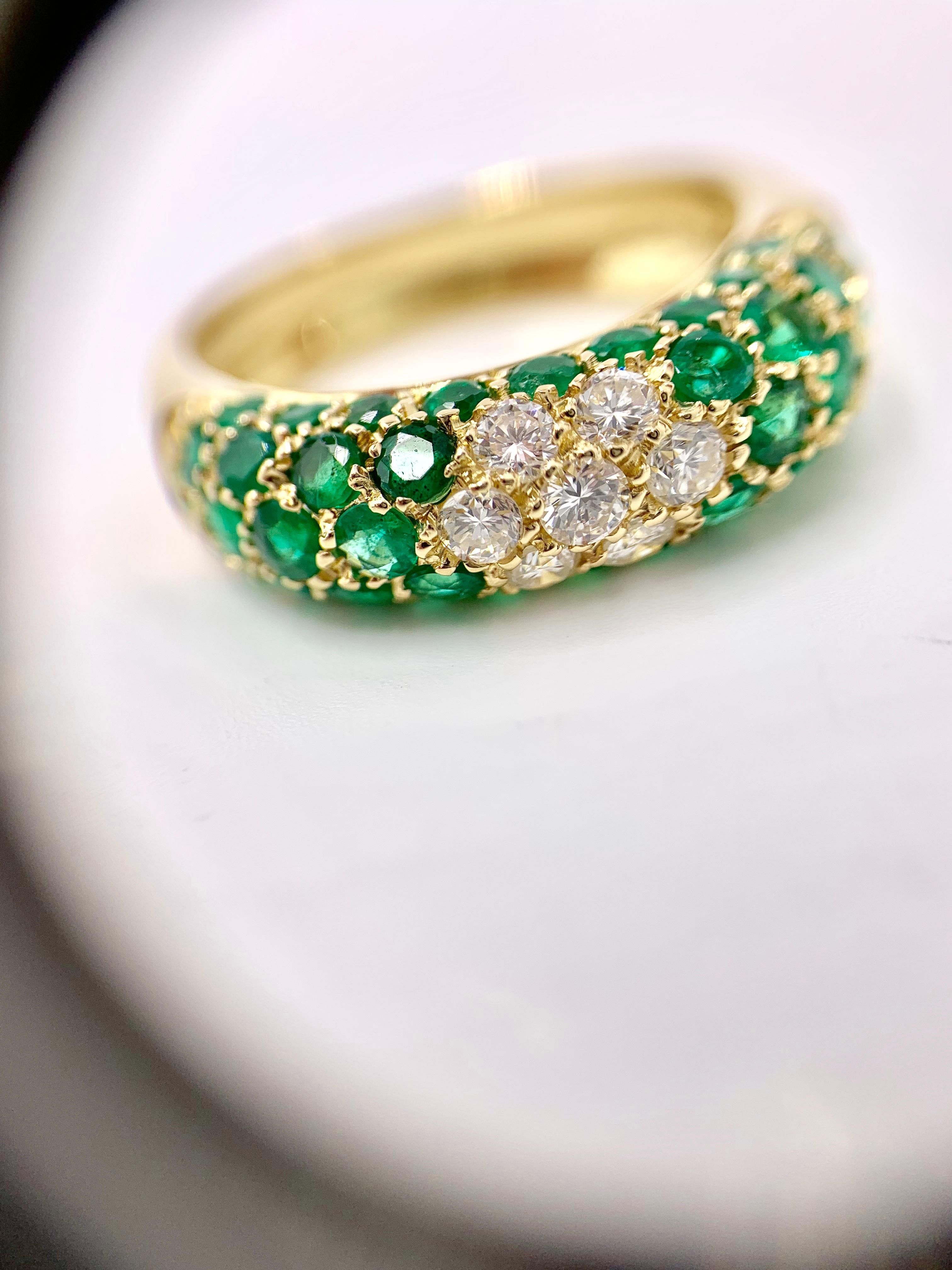 18 Karat Emerald and Diamond Ring For Sale 6